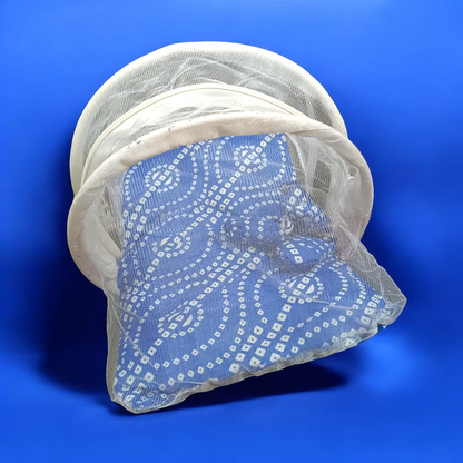 Comfortable Laddu Gopal bed with mosquito net and pillows for a peaceful and divine rest, ideal for idols of size 0-6 No.