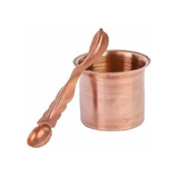 Copper Argha Panchpatra and Aachmani combo set for Yagya and Havan rituals, ideal for invoking blessings and spiritual purification.