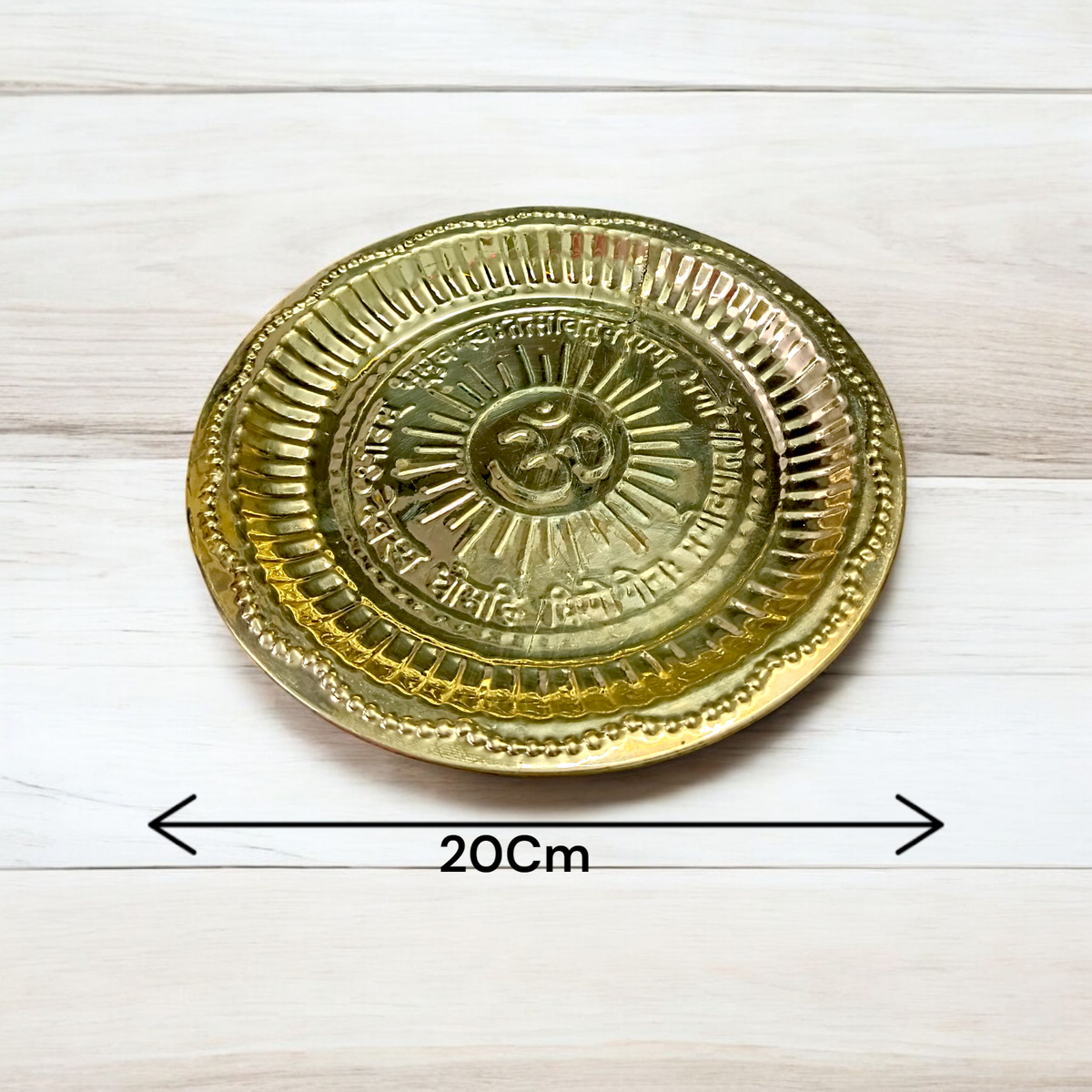 Copper Thali Plate (Pooja Ki Thali) used for holding offerings, diya, and other ritual items during Hindu pooja and aarti ceremonies