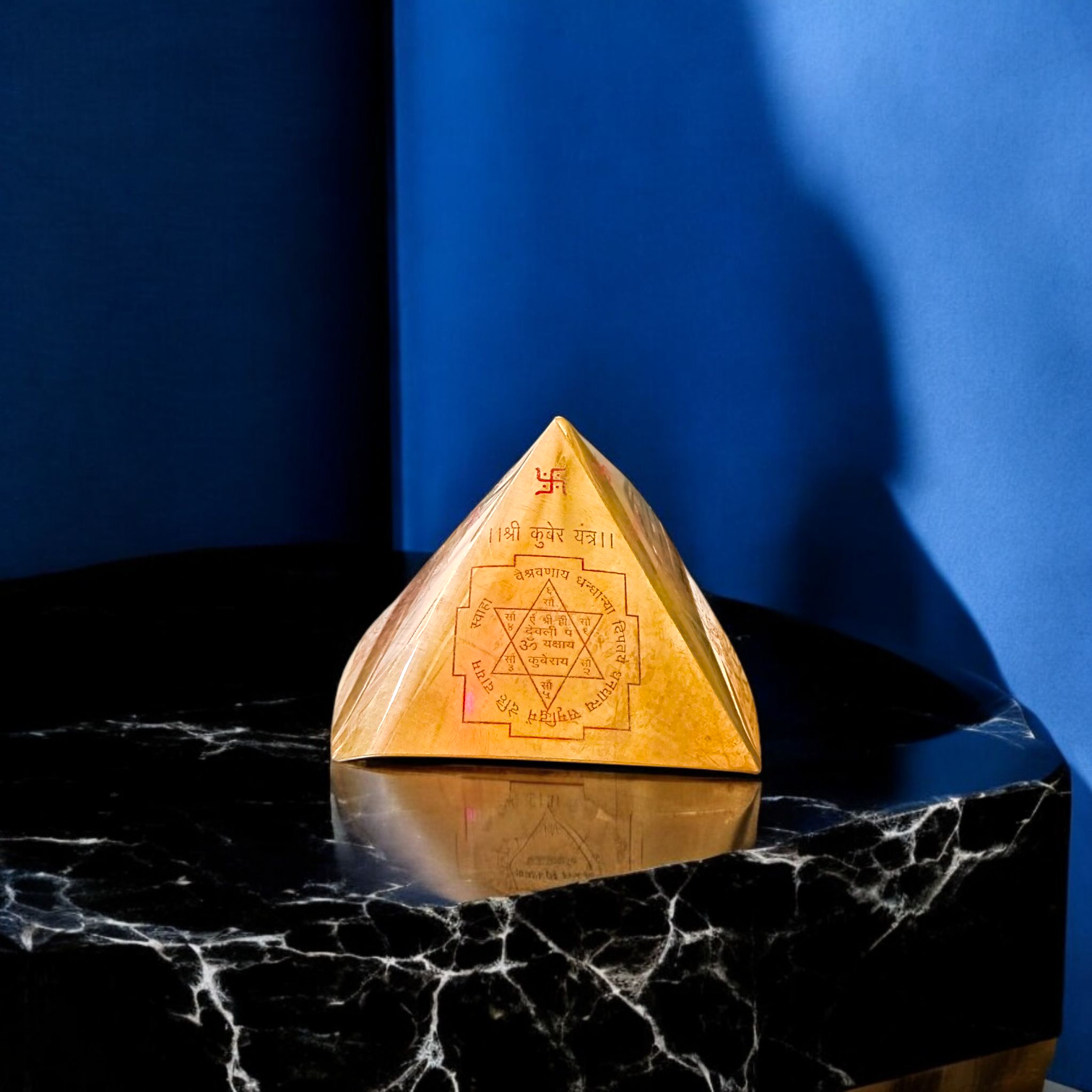 Copper Vastu Pyramid Yantra designed for placement on pillars or columns to enhance energy flow and correct Vastu doshas