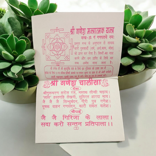 Cover image of the Ganesh Chalisa Karva Sahit book in Hindi, showcasing the divine prayer for Lord Ganesha’s blessings and prosperity.
