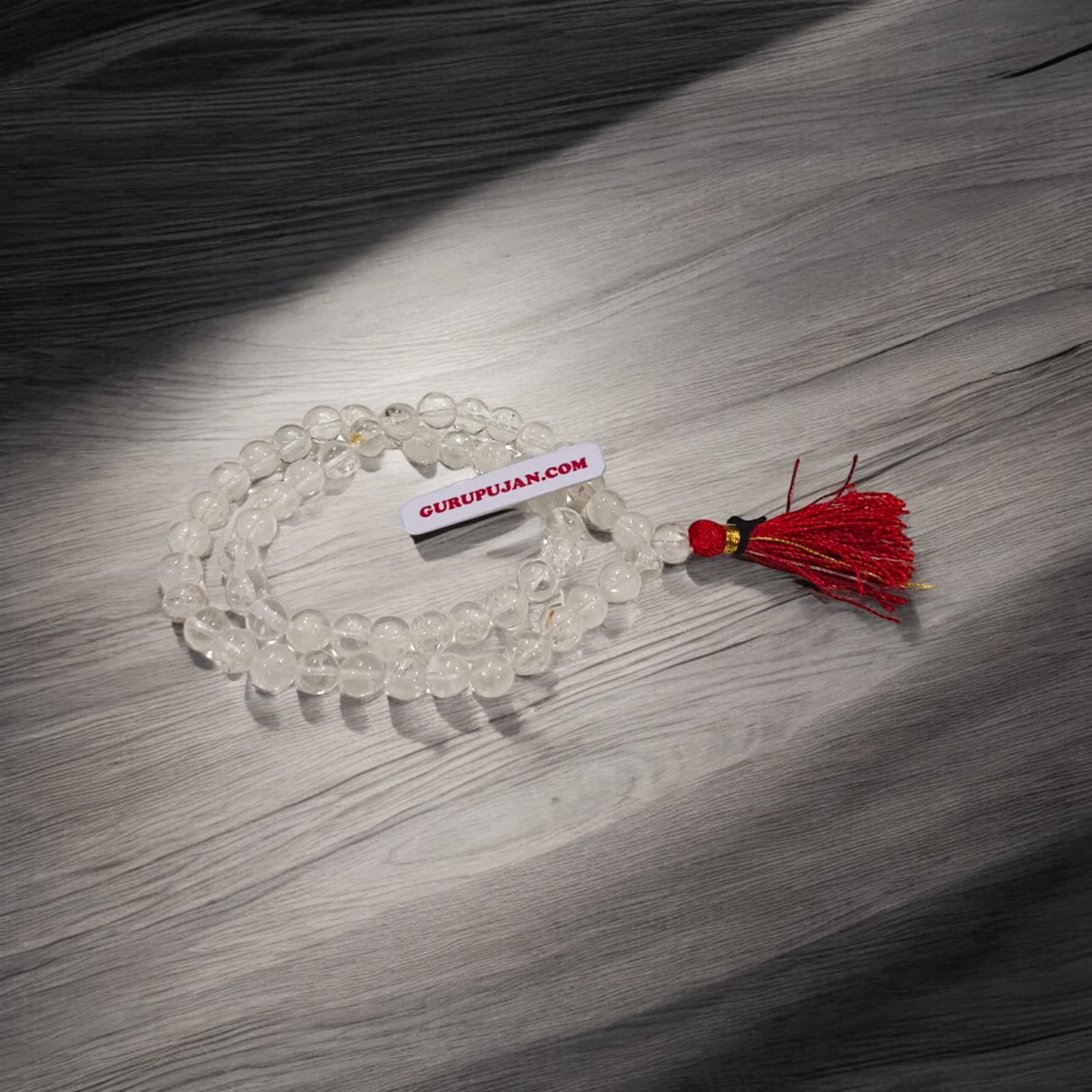 Crystal Mala 54+1 beads, also known as Spathic Mala, featuring 8MM beads, lab certified, ideal for jaap, meditation, and daily wear.