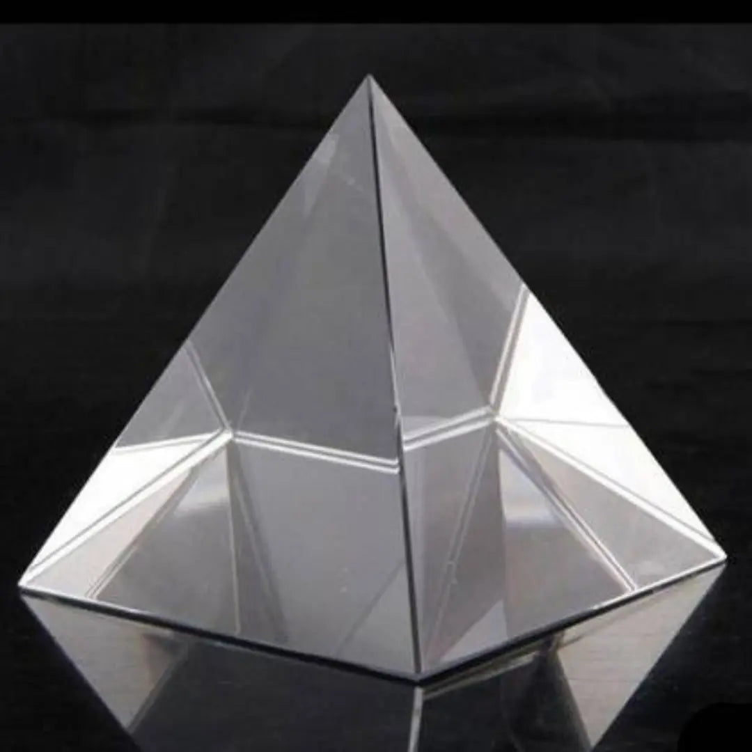 Crystal Pyramid made from Sphatik crystal (Crystal Quartz), used for energy healing, chakra balancing, and Vastu remedies.