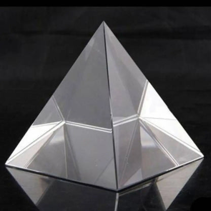 Crystal Pyramid made from Sphatik crystal (Crystal Quartz), used for energy healing, chakra balancing, and Vastu remedies.
