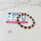 Crystal Rudraksha Bracelet with 8MM beads of natural rudraksha and clear quartz, stretchable design, and authenticity certificate for spiritual benefits