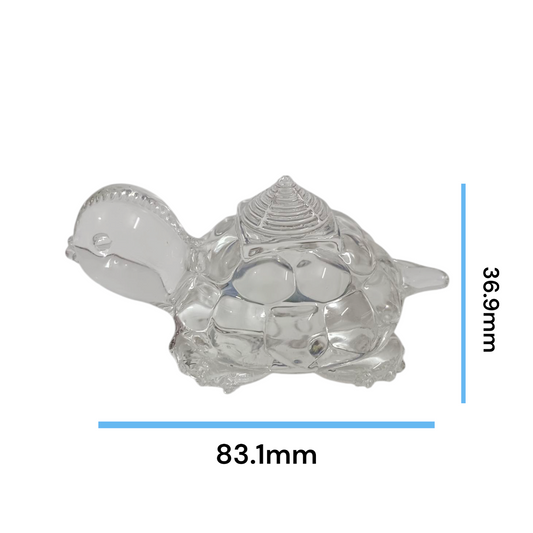 Crystal Shree Yantra on Tortoise, crafted from Sphatik crystal, for prosperity, spiritual growth, and Vastu remedies. Lab Certified for authenticity.