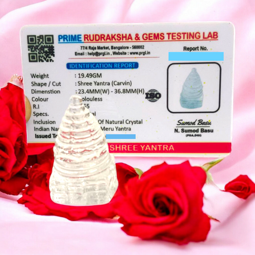 Natural Crystal Shri Yantra Sphatik Meru Lab Certified for Vastu