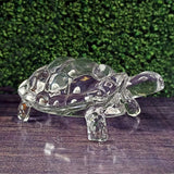 Crystal Tortoise (Kachua) with plate, symbolizing longevity, good fortune, and prosperity, used in Feng Shui and Vastu to attract positive energy.