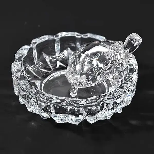 Crystal Tortoise (Kachua) with plate, symbolizing longevity, good fortune, and prosperity, used in Feng Shui and Vastu to attract positive energy.