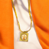 Durga Beesa Locket with gold-plated chain, engraved with the Durga Beesa mantra, offering spiritual protection and divine blessings.