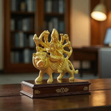 Elegant Brass Durga Mata Idol Riding Lion (Sherawali) – Ideal for Puja, Home Decor, and Gifting