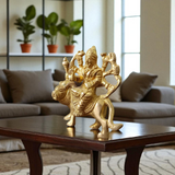 Elegant Brass Durga Mata Idol Riding Lion (Sherawali) – Ideal for Puja, Home Decor, and Gifting