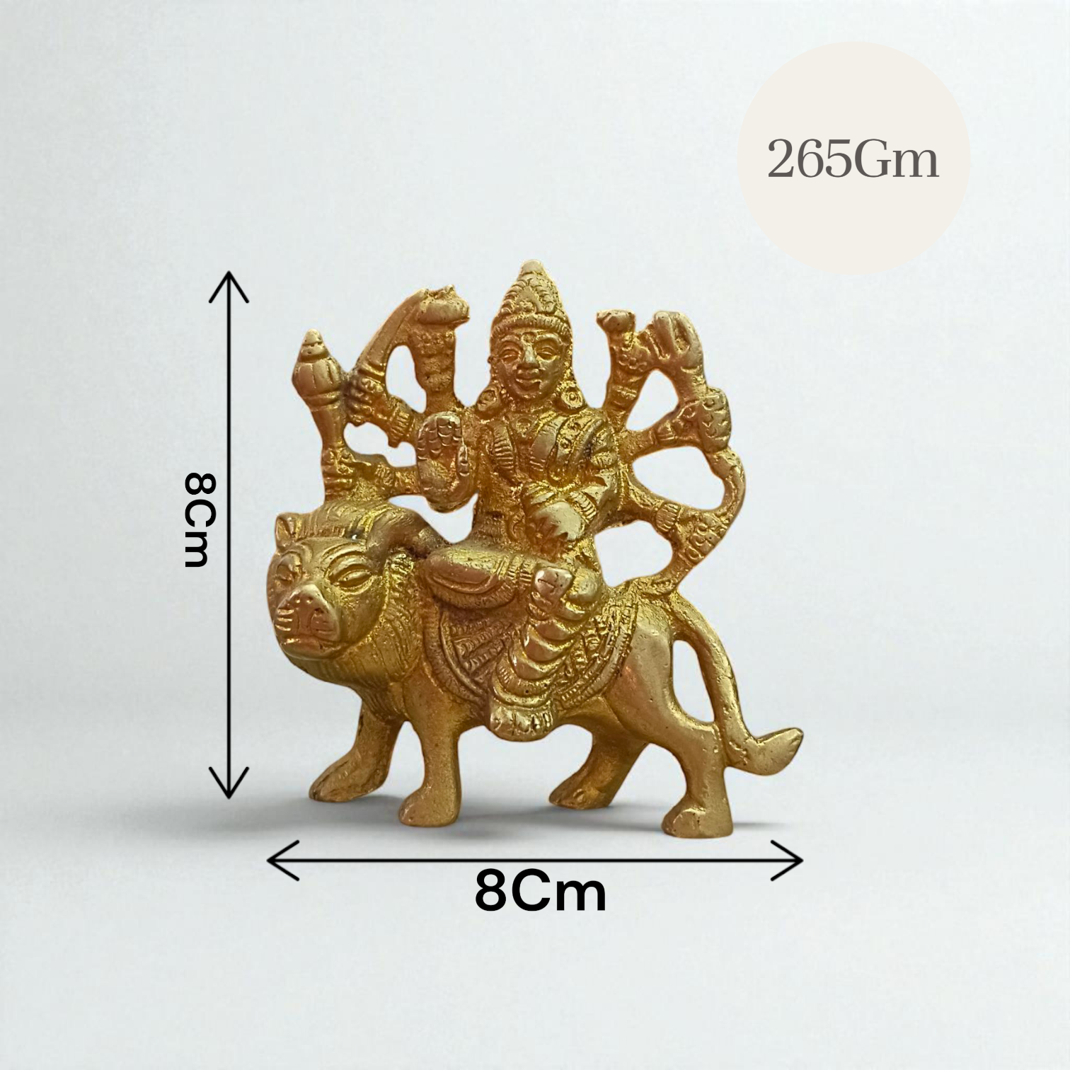 Elegant Brass Durga Mata Idol Riding Lion (Sherawali) – Ideal for Puja, Home Decor, and Gifting