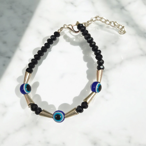 Evil Eye Beads Anklet for Kids | Black Beads | Protective & Spiritual Jewelry