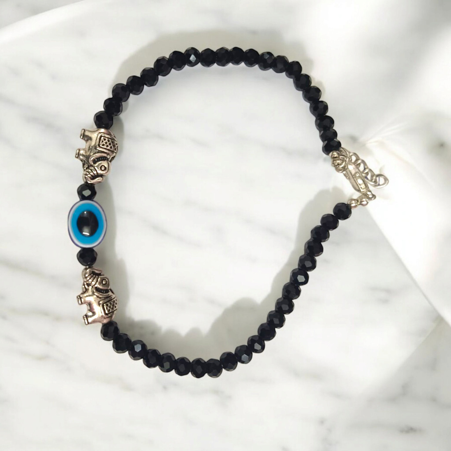 Evil Eye Black Bead Anklet for Girls, offering spiritual protection and positive energy with a stylish and elegant design.