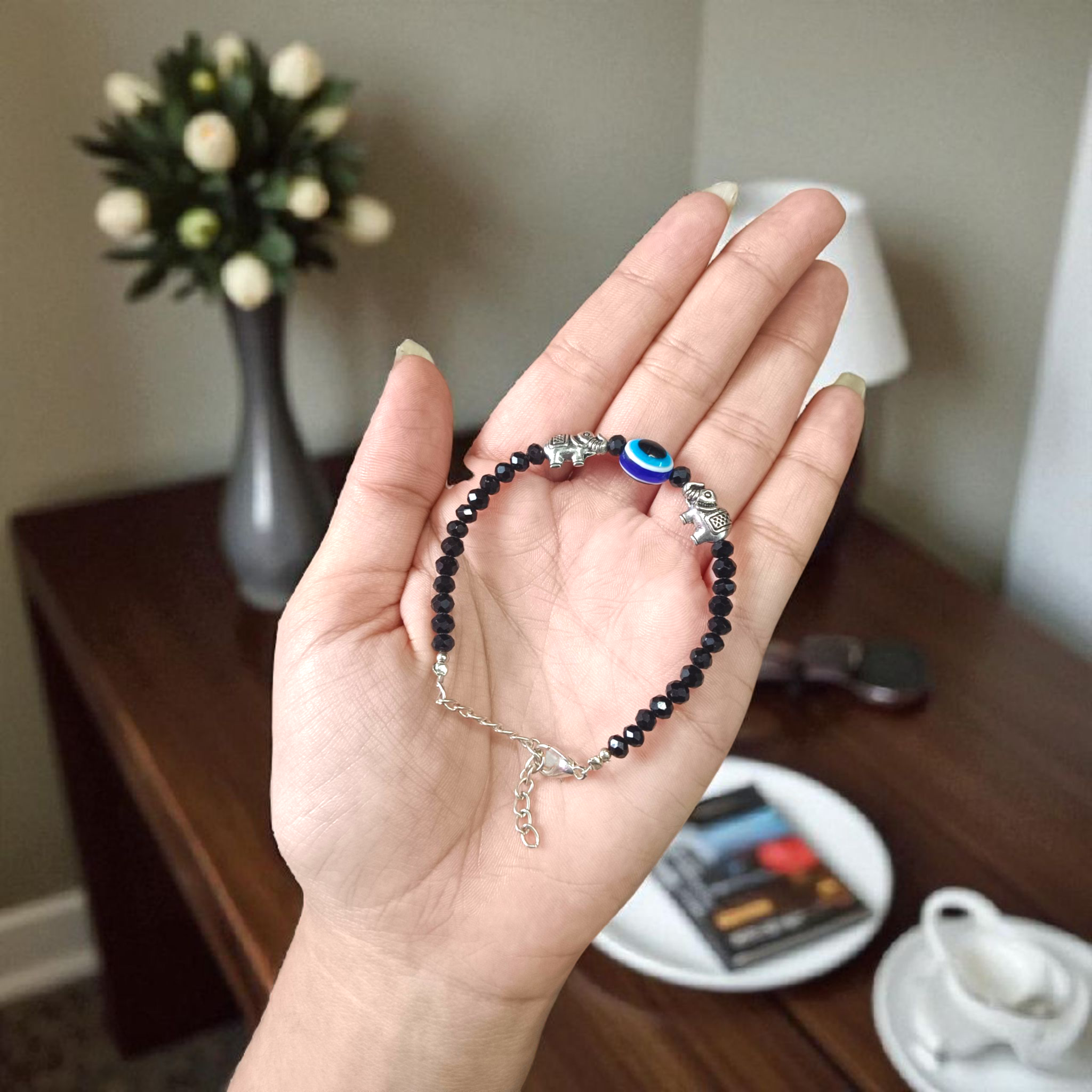 Evil Eye Black Bead Anklet for Girls, offering spiritual protection and positive energy with a stylish and elegant design