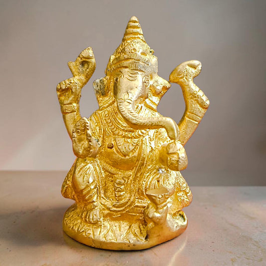 Ganesh Ji Brass Murti Idol for Worship Home Temple Puja Spiritual Decor and Divine Blessings