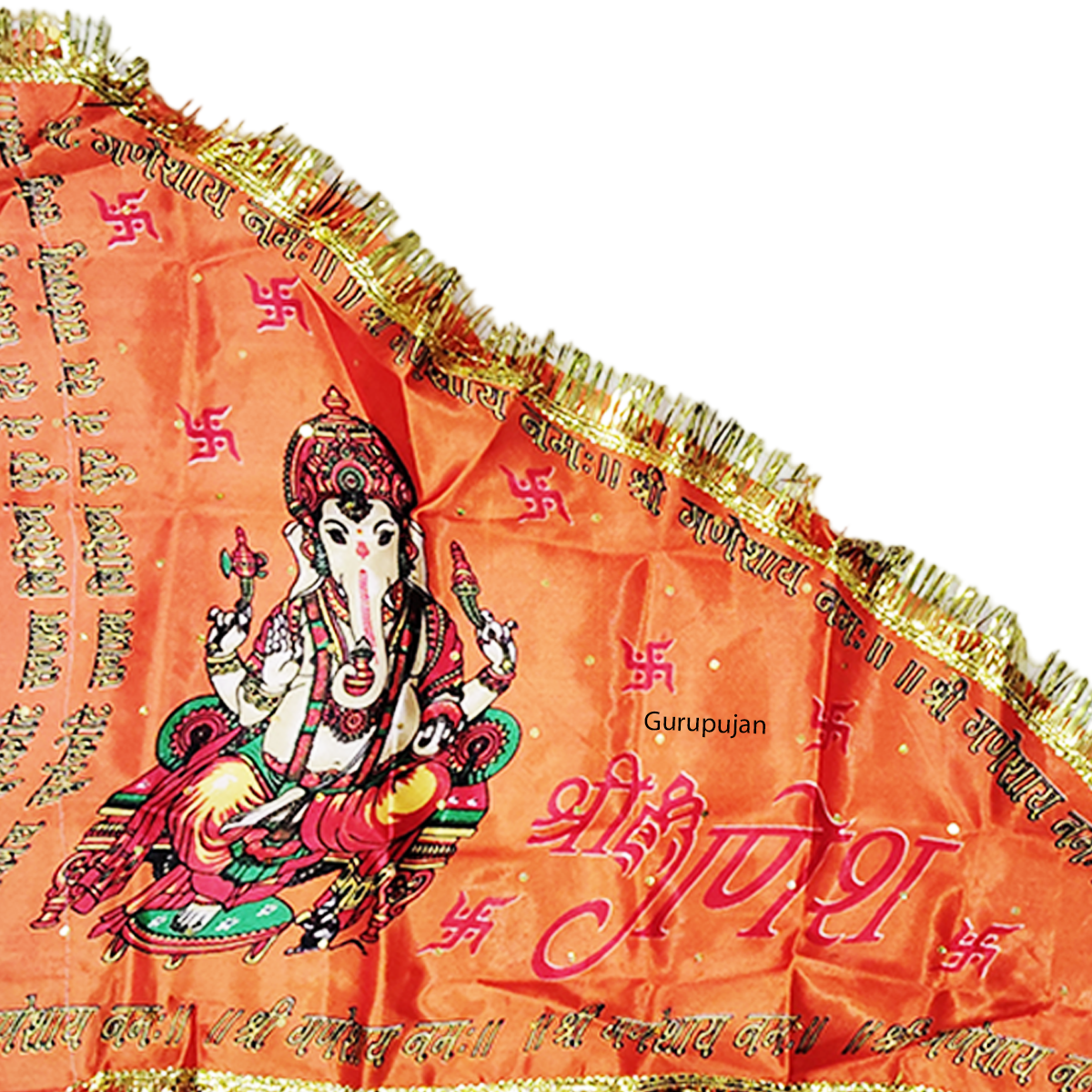 Ganesh Ji Jhanda (Ganpati Flag) with orange and yellow colors, featuring Lord Ganesh’s traditional design, ideal for decoration during Ganesh Chaturthi.