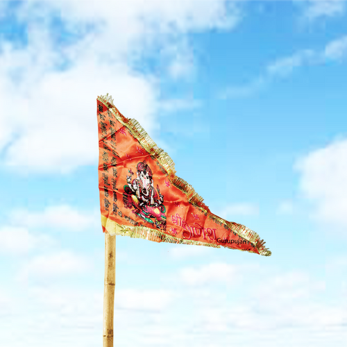 Ganesh Ji Jhanda | Lord Ganesh Flag | Orange & Yellow Spiritual Puja Flag