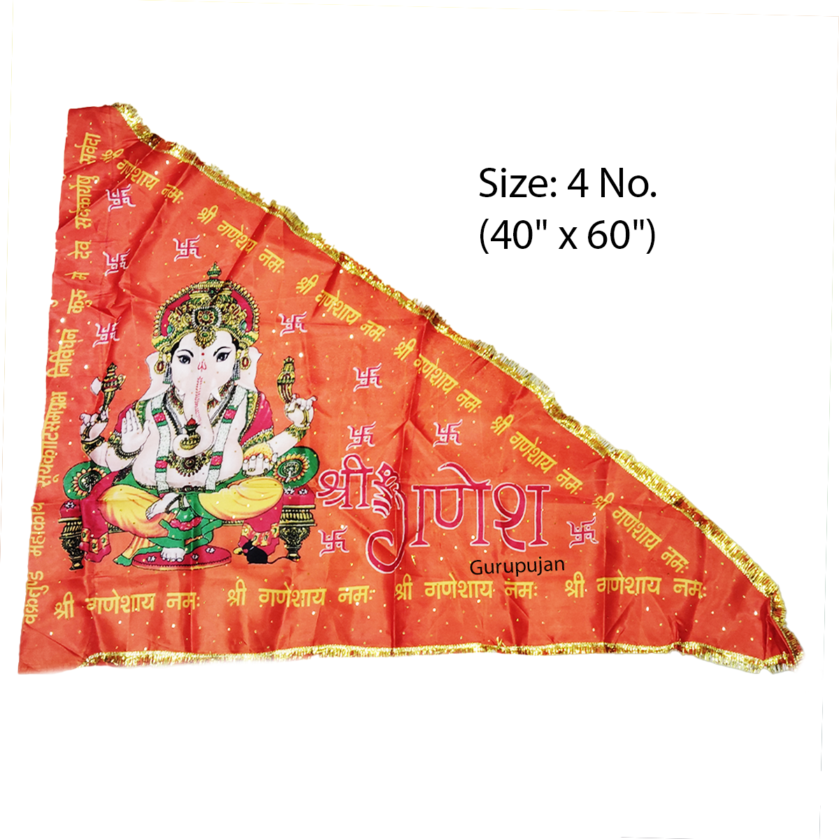 Ganesh Ji Jhanda (Ganpati Flag) with orange and yellow colors, featuring Lord Ganesh’s traditional design, ideal for decoration during Ganesh Chaturthi.
