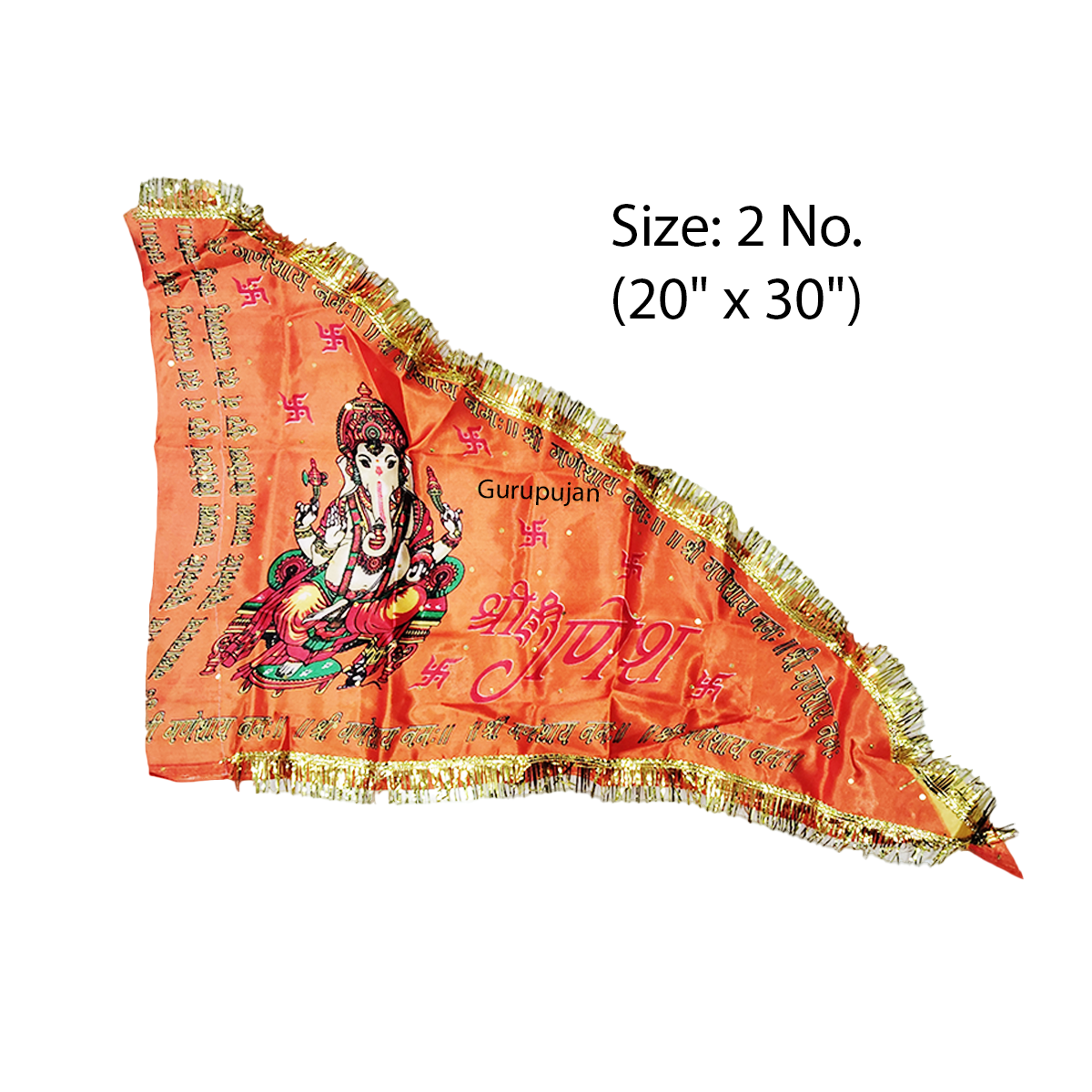 Ganesh Ji Jhanda (Ganpati Flag) with orange and yellow colors, featuring Lord Ganesh’s traditional design, ideal for decoration during Ganesh Chaturthi.