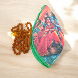 Gaumukhi Bag with a printed image of Radha Krishna, made from 100% cotton, designed for Mantra Jaap and spiritual practices.