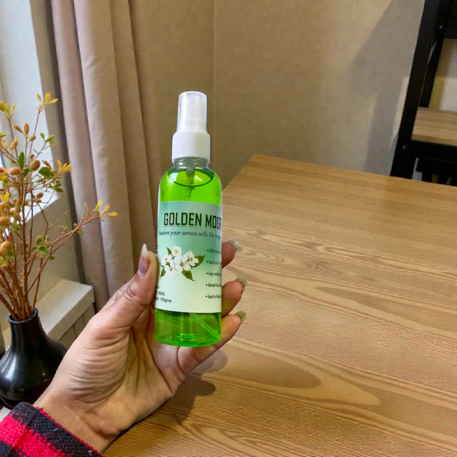 Golden Mogra Spray Attar 100ML set of 2 alcohol-free floral jasmine fragrance bottles