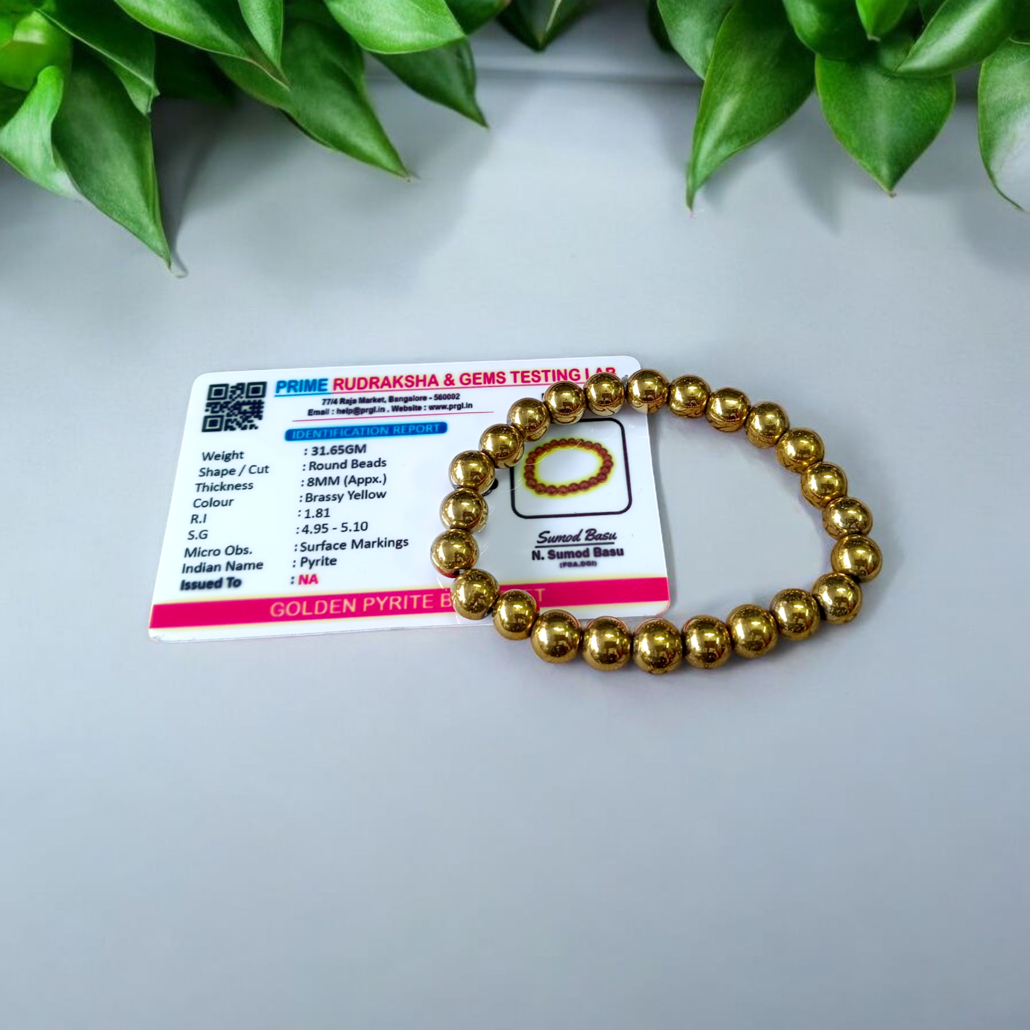 Golden Pyrite Bracelet - To Help Restore Balance and Vitality – 8MM – Stretchable Bracelet
