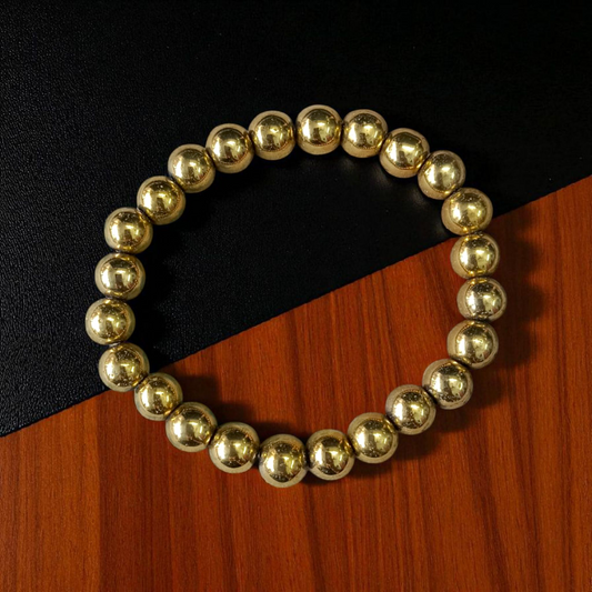 Golden Pyrite Bracelet - To Help Restore Balance and Vitality – 8MM – Stretchable Bracelet