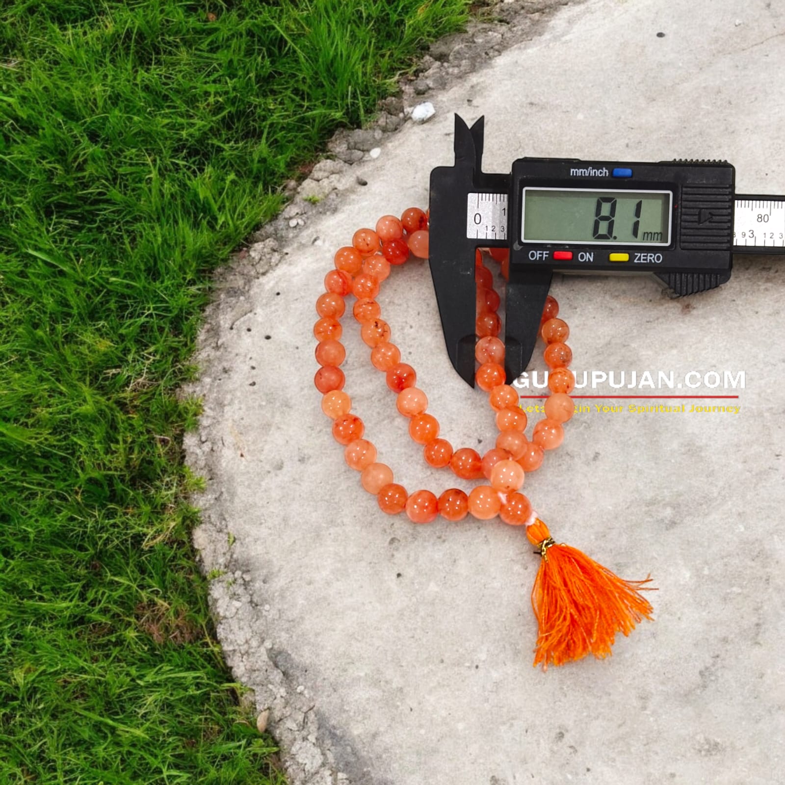 Gomed Mala 54+1 beads, also known as Hessonite Mala, featuring 8MM beads, lab certified, ideal for jaap, meditation, and daily wear.