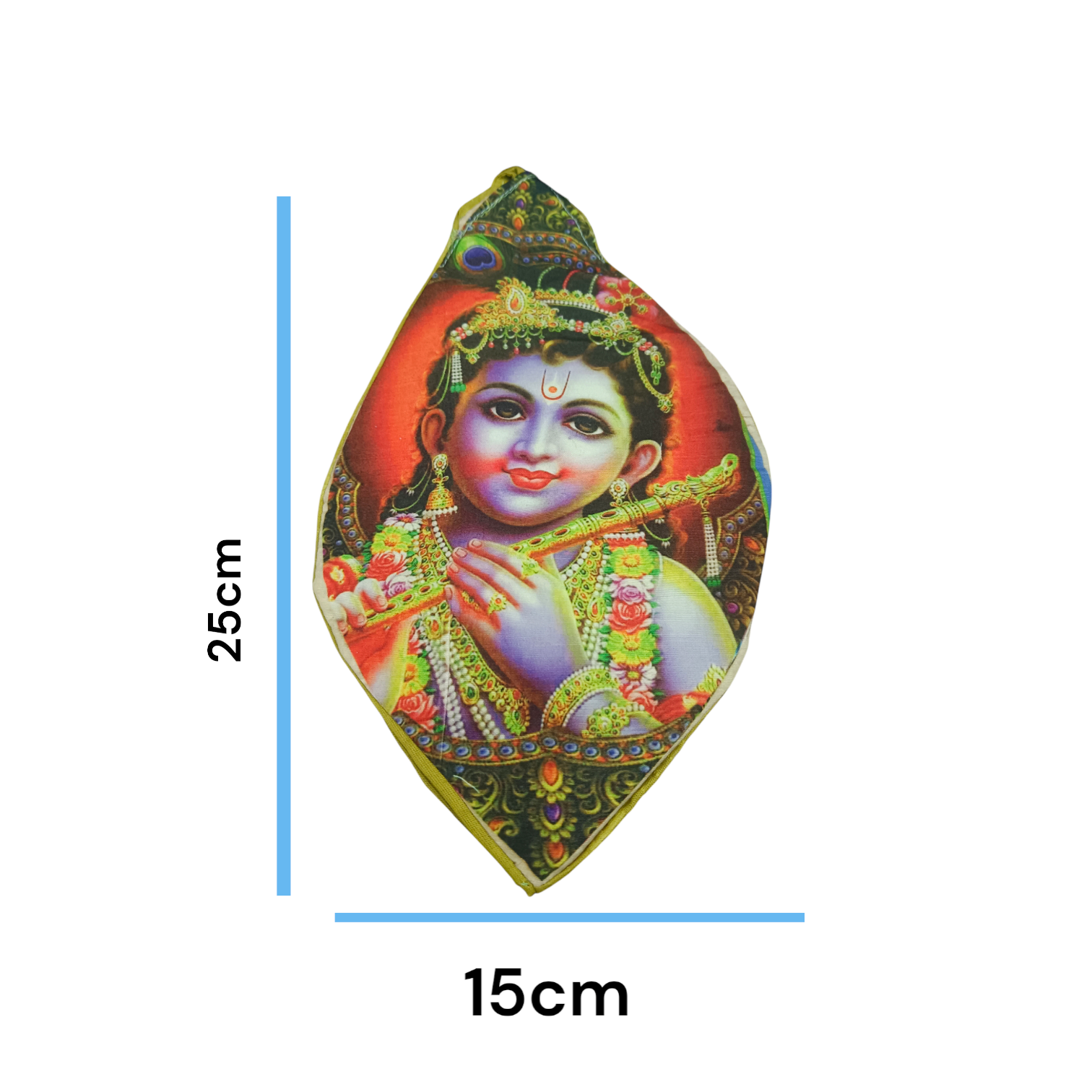 Gomukhi Bag featuring Bal Gopal (Lord Krishna) print, made of 100% cotton for storing Japa Mala and other spiritual items.