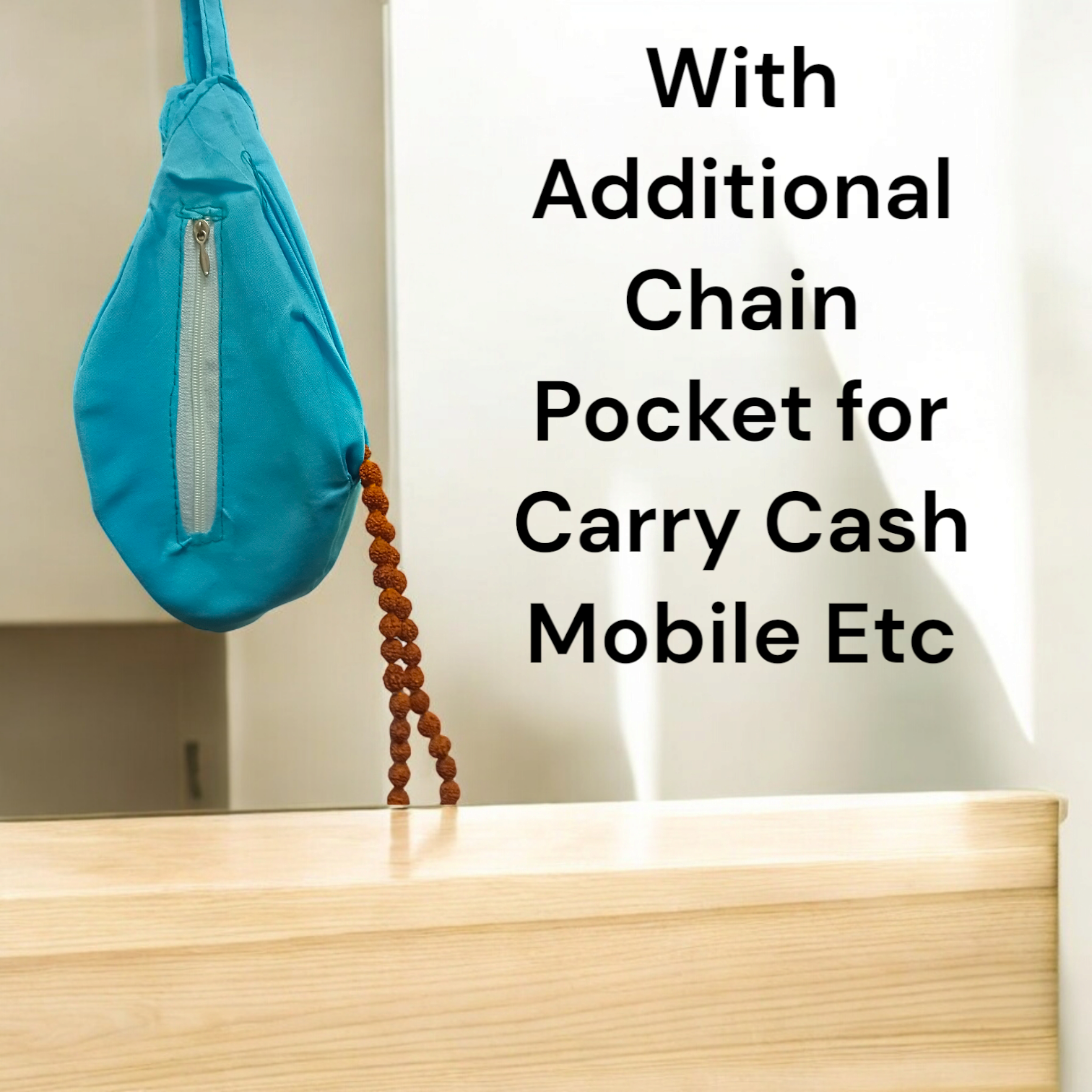 Gomukhi Bag featuring a Bal Gopal (Lord Krishna) print, made of 100% cotton, perfect for storing Japa Mala, prayer beads, and other spiritual items.