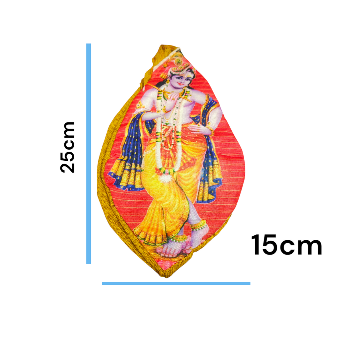 Gomukhi Bag featuring a serene Krishna Ji print, made from 100% cotton, perfect for storing Japa Mala, prayer beads, and other spiritual items.