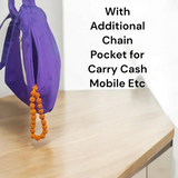 Gomukhi Bag with a vibrant Radha Krishna digital colourful print, made from 100% cotton, designed to store Japa Mala, prayer beads, and other spiritual items.