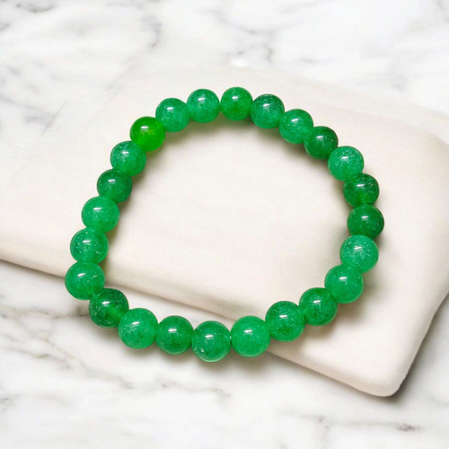 Green Agate Bracelet | Hakik Bracelet | Lab Certified 8mm Stretchable