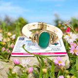 Green Agate Bracelet with Antique Finish, Green Hakik, Lab Certified, for emotional healing, grounding, and peace.