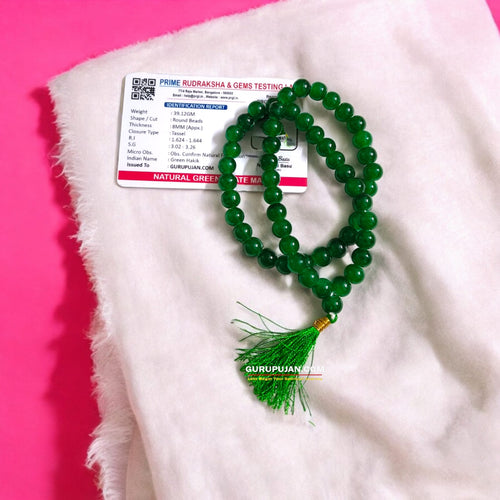 Green Agate Mala 54+1 Beads | Green Hakik Lab Certified