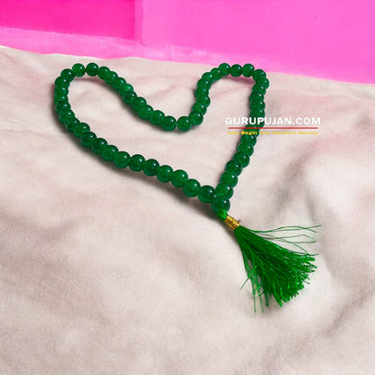 Green Agate Mala 54+1 beads, also known as Green Hakik Mala, featuring 8MM beads, lab certified, perfect for jaap, meditation, and daily wear.