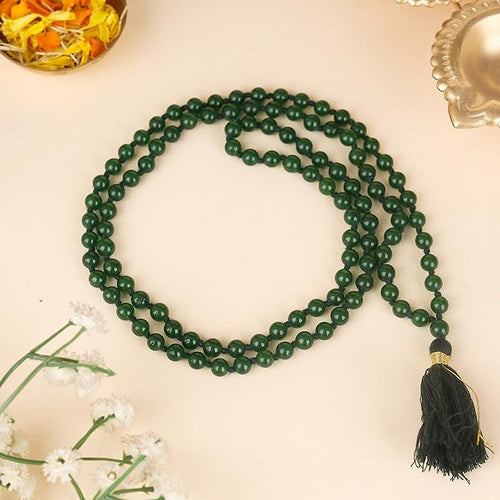 Green Agate Mala 108+1 Beads |  Lab Certified | 100% Original & Pure