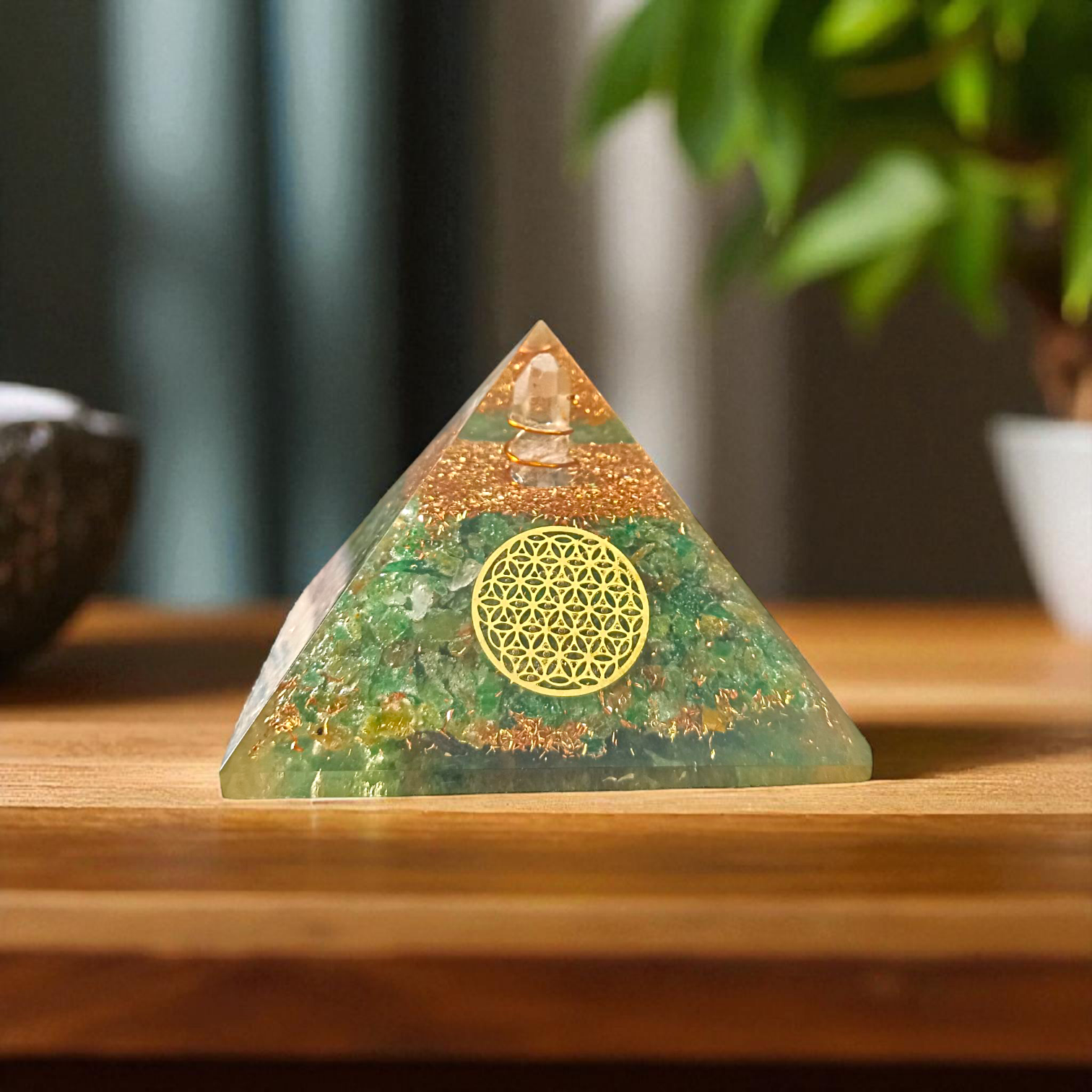 Green Aventurine Orgone Pyramid
Lab Certified  Attracts Prosperity & Healing Energy