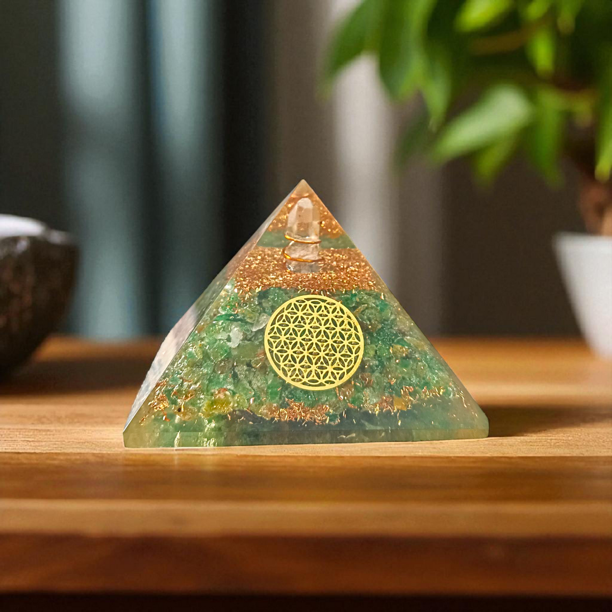 Green Aventurine Orgone Pyramid
Lab Certified  Attracts Prosperity & Healing Energy