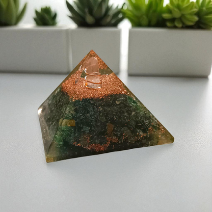 Green Aventurine Orgone Pyramid
Lab Certified  Attracts Prosperity & Healing Energy