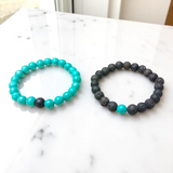 Grounded Hearts Bracelet Set – 8MM Beads, Lab Certified Lava & Turquoise | Gurupujan