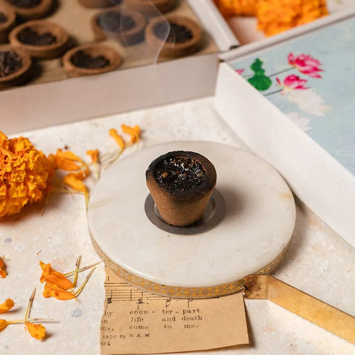 Guggal Cup, Loban Cup, and Dhoop Cone set for Grahshanti rituals, spiritual cleansing, and creating positive energy in the home.