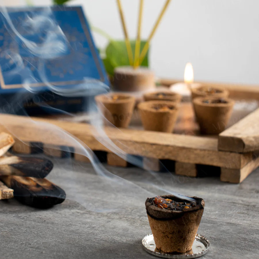 Guggal Cup, Loban Cup, and Dhoop Cone set for Grahshanti rituals, spiritual cleansing, and creating positive energy in the home.