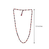 Gunja Mala made with a mix of red, white, and black Gunja seeds, lab certified, ideal for meditation, mantra chanting, and spiritual practices.