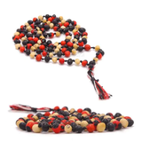 Gunja Mala made with a mix of red, white, and black Gunja seeds, lab certified, ideal for meditation, mantra chanting, and spiritual practices.