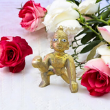Handcrafted Brass Laddu Gopal Idol in Sitting Pose – Available in Sizes 0 to 6