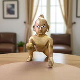 Handcrafted Brass Laddu Gopal Idol in Sitting Pose – Available in Sizes 0 to 6