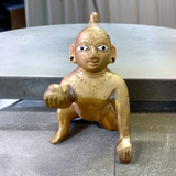 Handcrafted Brass Laddu Gopal Idol in Sitting Pose – Available in Sizes 0 to 6